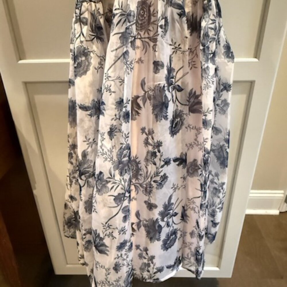 Anthropologie Navy and Cream Floral Midi Dress - Picture 4 of 11